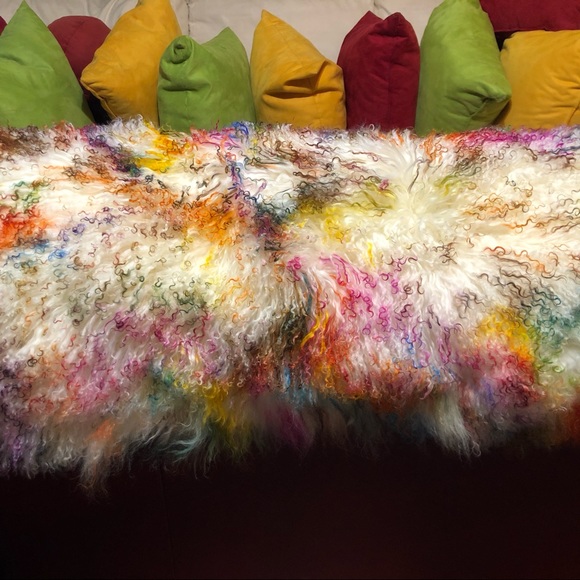 Rainbow Tibetan Lamb Rug - Picture 1 of 8